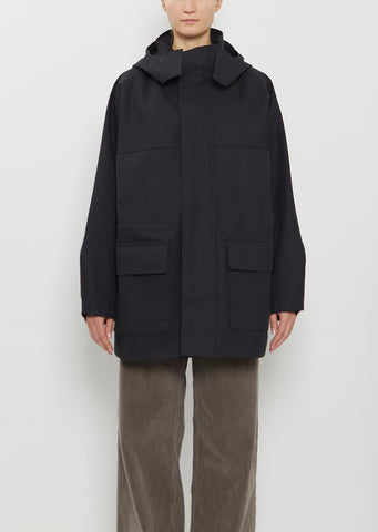 Bonded Cotton Gabardine Blouson — Dark Navy
