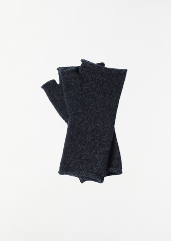 Merino Wool Cashmere Fingerless Mitten — Navy