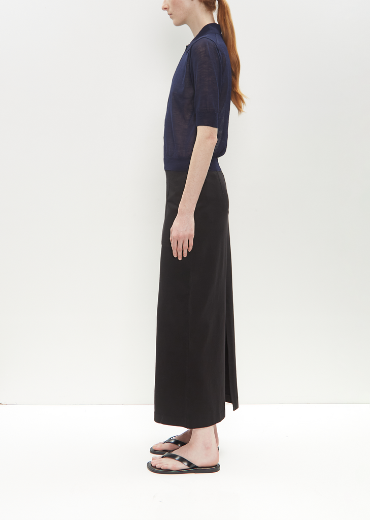 Wrinkled Wool Knit Polo — Navy