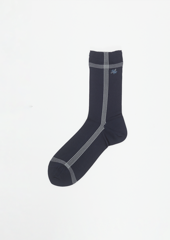Side Line Silk Socks — Navy