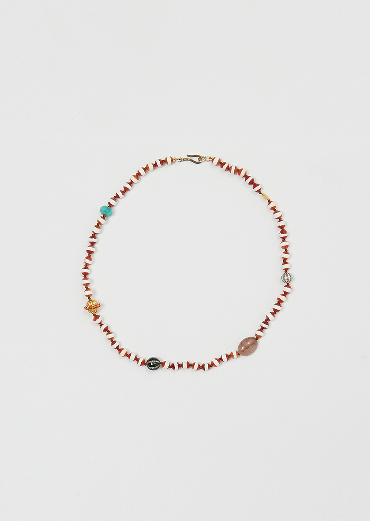 Brown Agate Stripe Beaded Necklace, 45cm