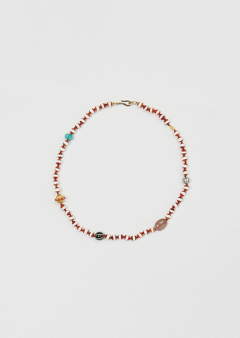 Brown Agate Stripe Beaded Necklace, 45cm