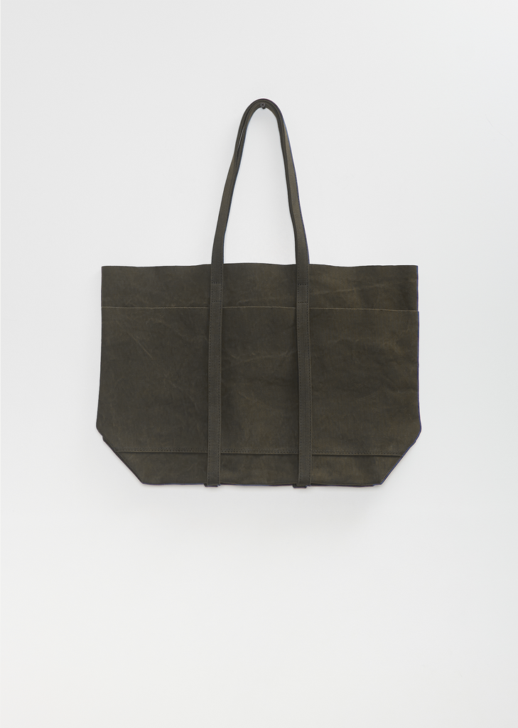 Washed Canvas 6 Pockets Tote, Medium — Olive
