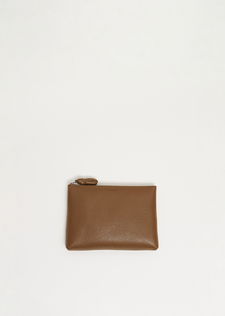 Leather Pouch, Small — Olive Brown