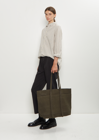 Washed Cotton 6 Pockets Tote, Medium — Olive
