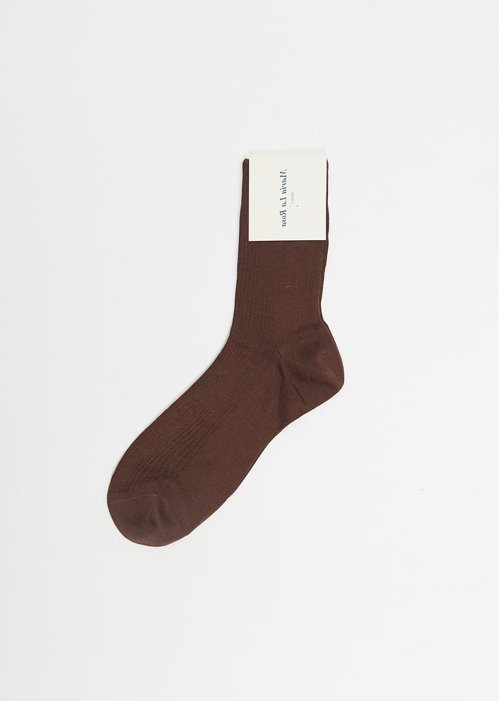 One Ribbed Socks — Dark Brown