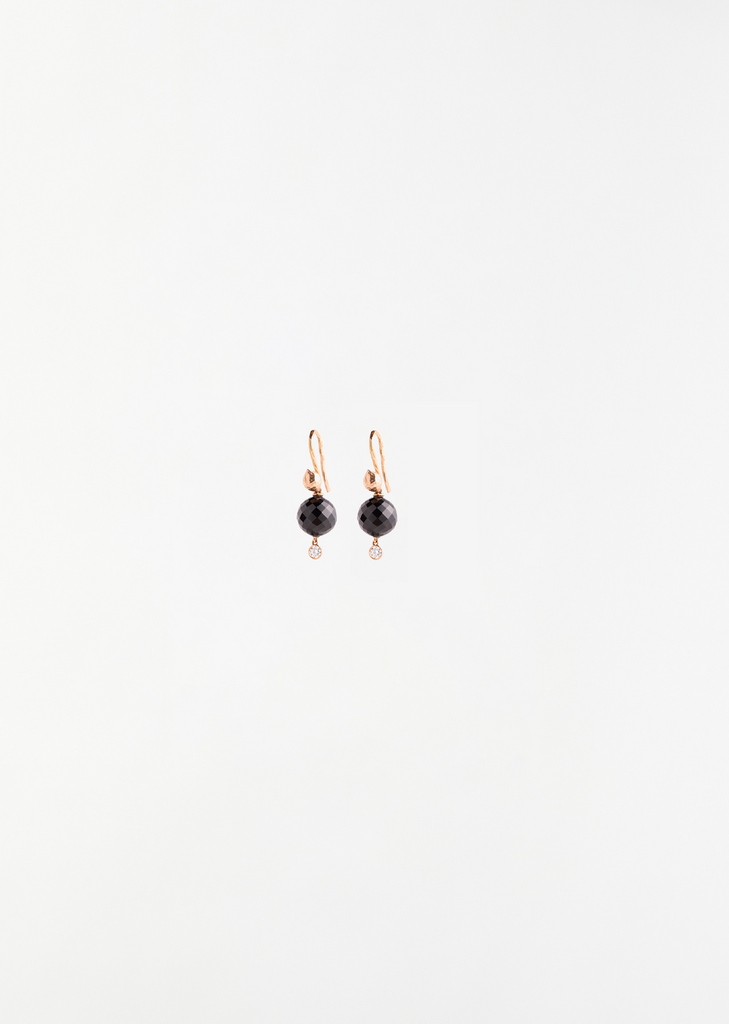 Onyx Sphere Diamond Earrings