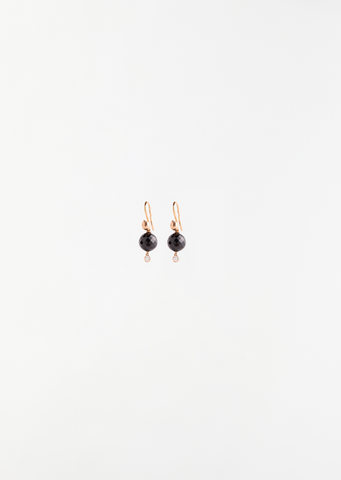 Onyx Sphere Diamond Earrings