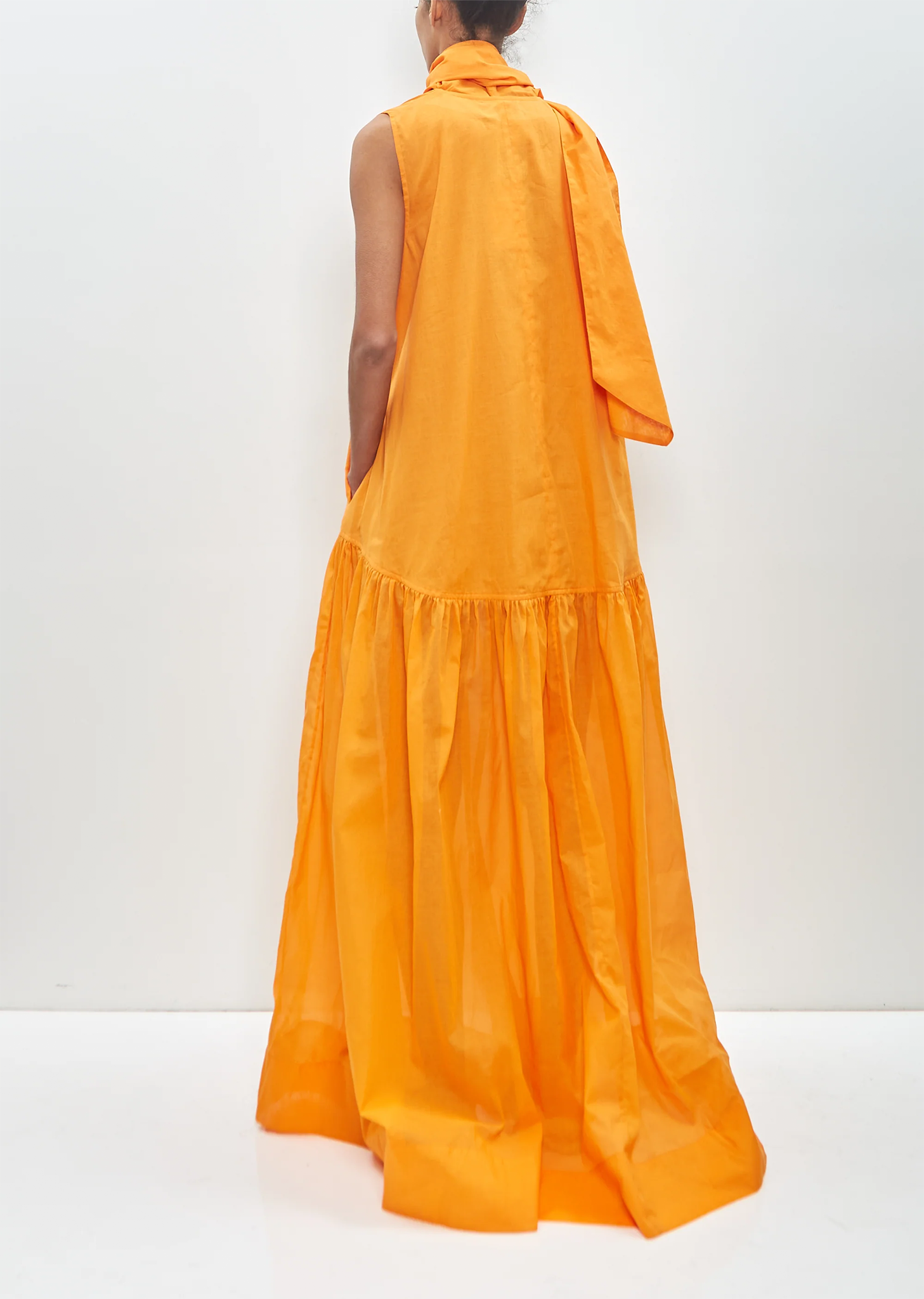 Cotton Organza Maxi Dress with Scarf La Garonne Cotton Organza Maxi Dress with Scarf La Garonne