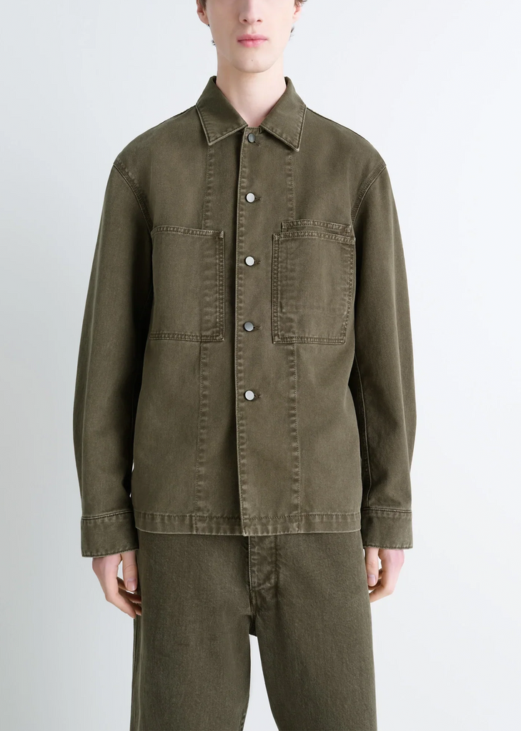 Workwear Cotton Denim Overshirt — Moss Green