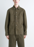 Workwear Cotton Denim Overshirt — Moss Green