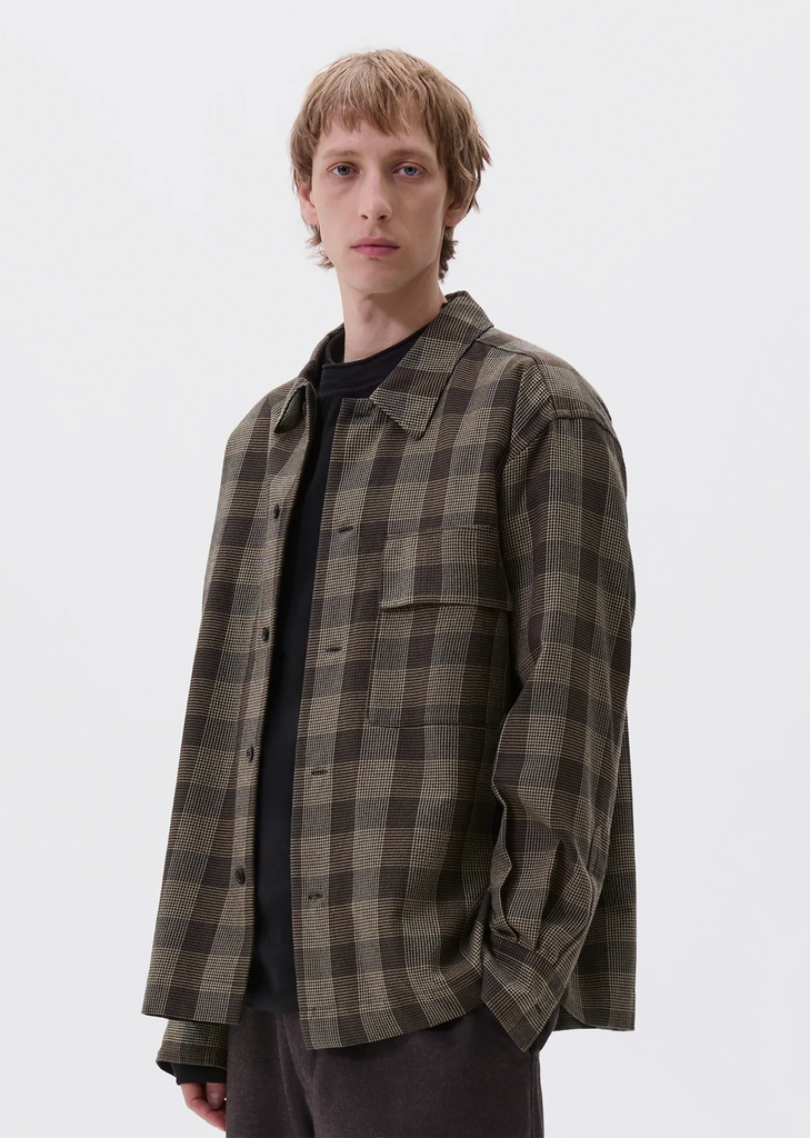 Wool Cotton Overshirt — Black / Brown / Multi