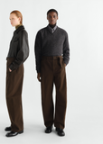 Twisted Belted Pants — Dark Brown
