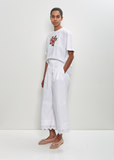 Cotton Ruffle Waist Cropped Trousers