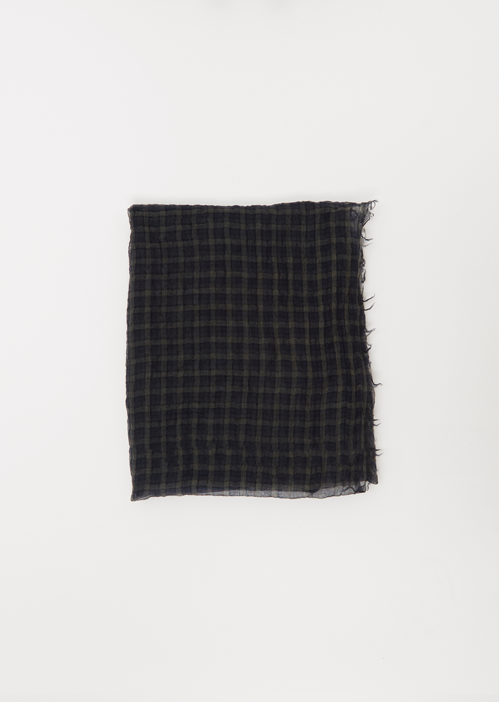 Feather Cashmere Classic Check Stole — Navy
