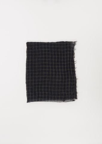 Feather Cashmere Classic Check Stole — Navy