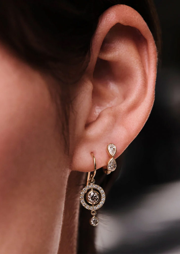 Pear Diamonds Huggie Mini Hoops