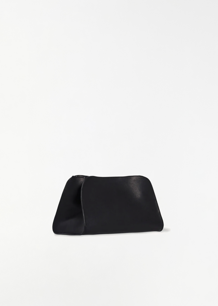 Peggy Saddle Leather Clutch — Black