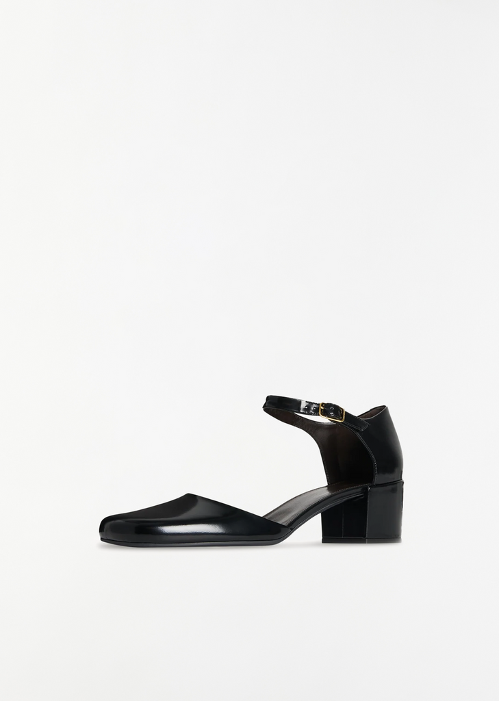 Penelope Ankle Strap Heel — Black