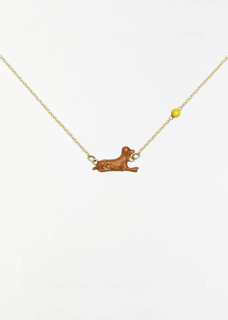 Perrito Pelota Enamel Necklace