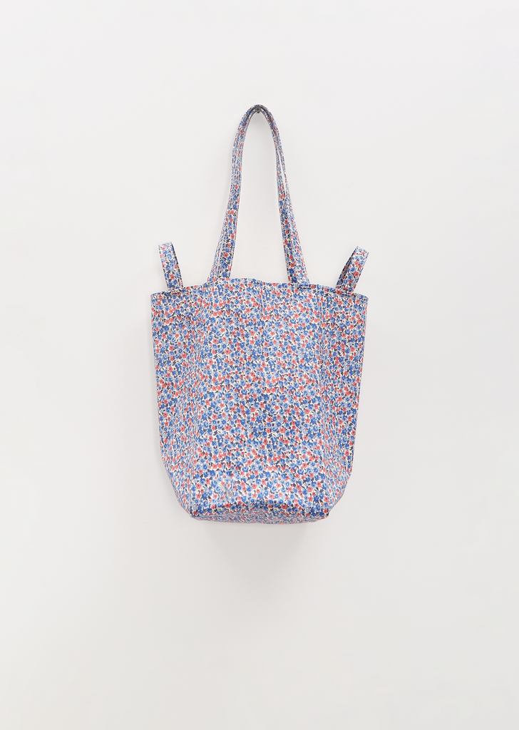 Cotton Liberty Flower Tote M — Blue / Pink