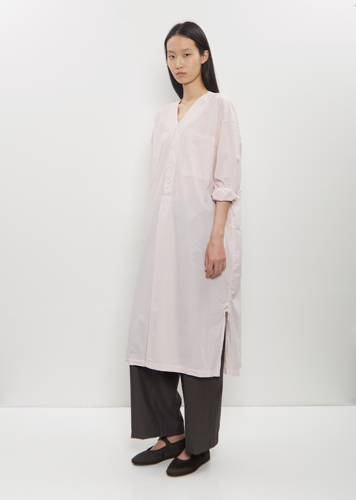 Cotton Pleated Sleeping Shirt Dress