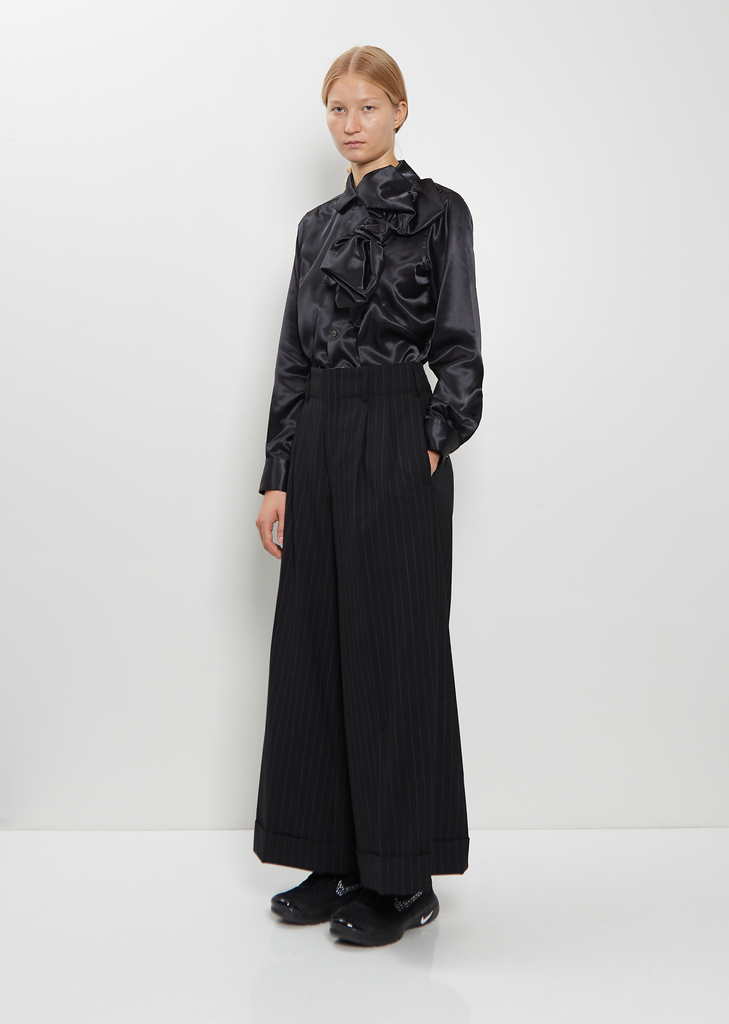 Cropped Wide Wool Blend Pants
