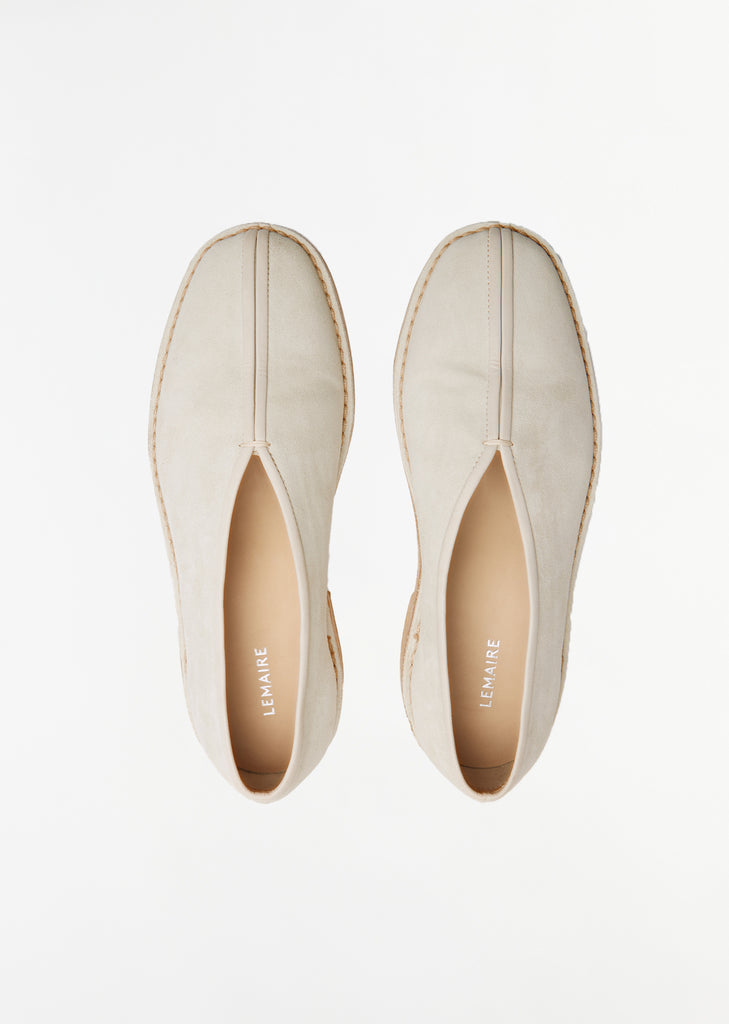 Piped Crepe Loafers — Pelican Grey