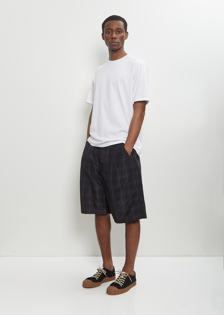 Linen Blend Check Shorts