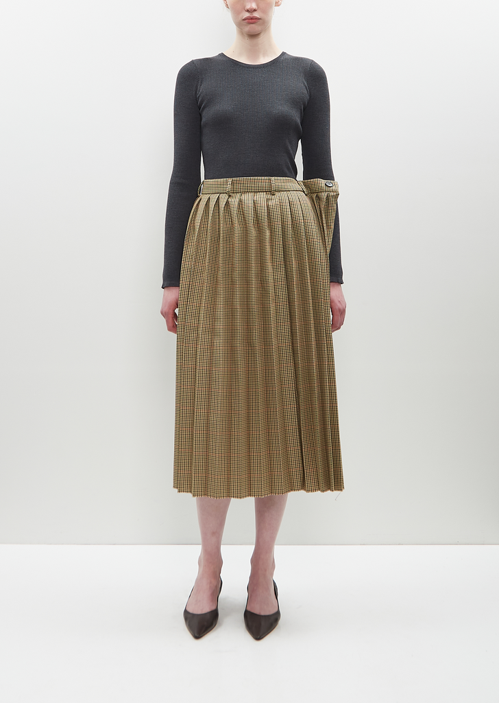 Houndstooth Poly Pleated Skirt