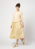 Cotton Silk Pleated Trim Skirt