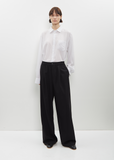 Wool Pleated Long Pull-On Pant