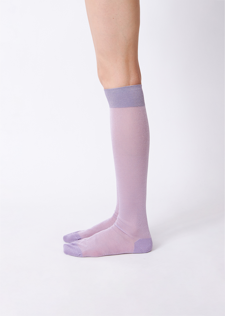 Lurex Knee High Socks — Lavender