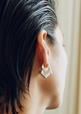 Small Silver Pyramid Hoops