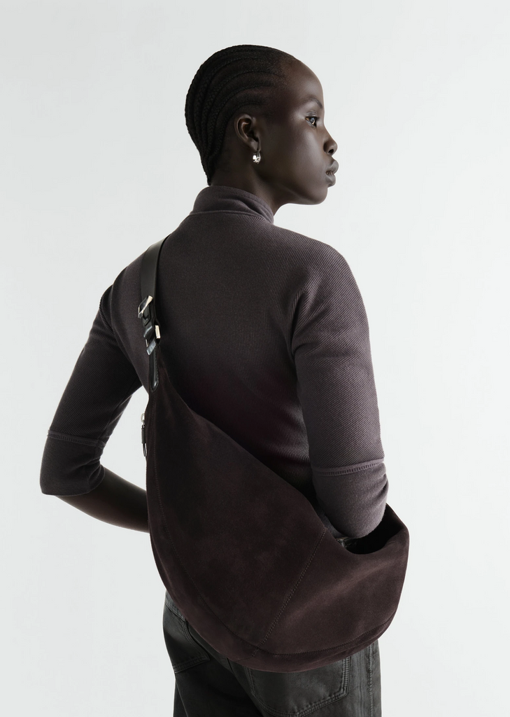 Suede Quiver Clip Bag — Ebony Brown