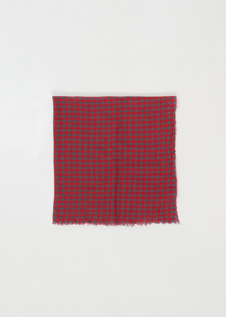 Check Small Cashmere Scarf — Raspberry Dark Turquoise