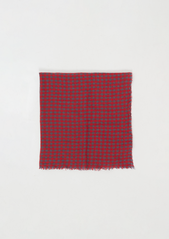 Check Small Cashmere Scarf — Raspberry Dark Turquoise