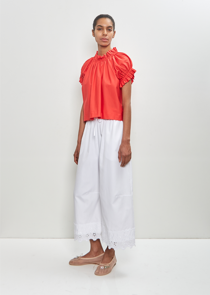 Cotton Ruffle Tulip Top — Red