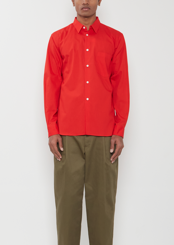 Classic Collar Cotton Shirt — Red