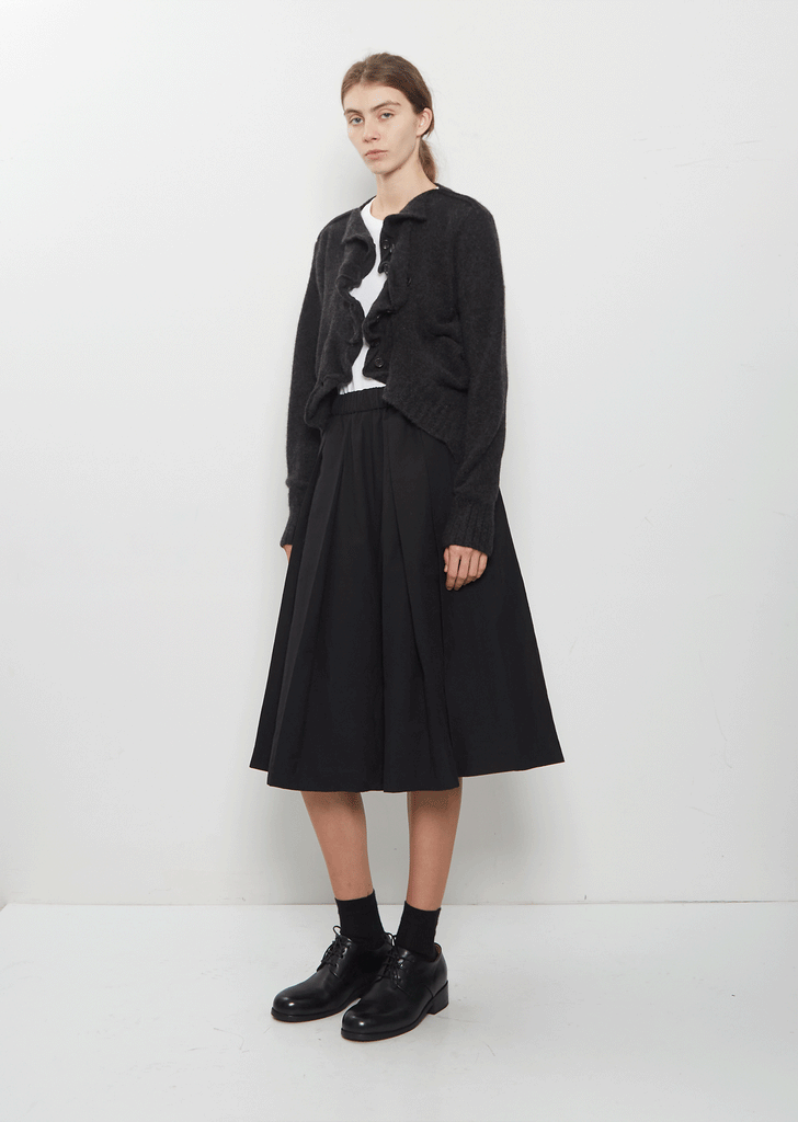 Cashmere Ruffle Cardigan — Black