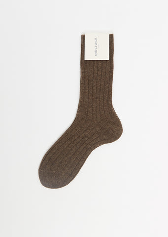 Ribbed Socks — Brown