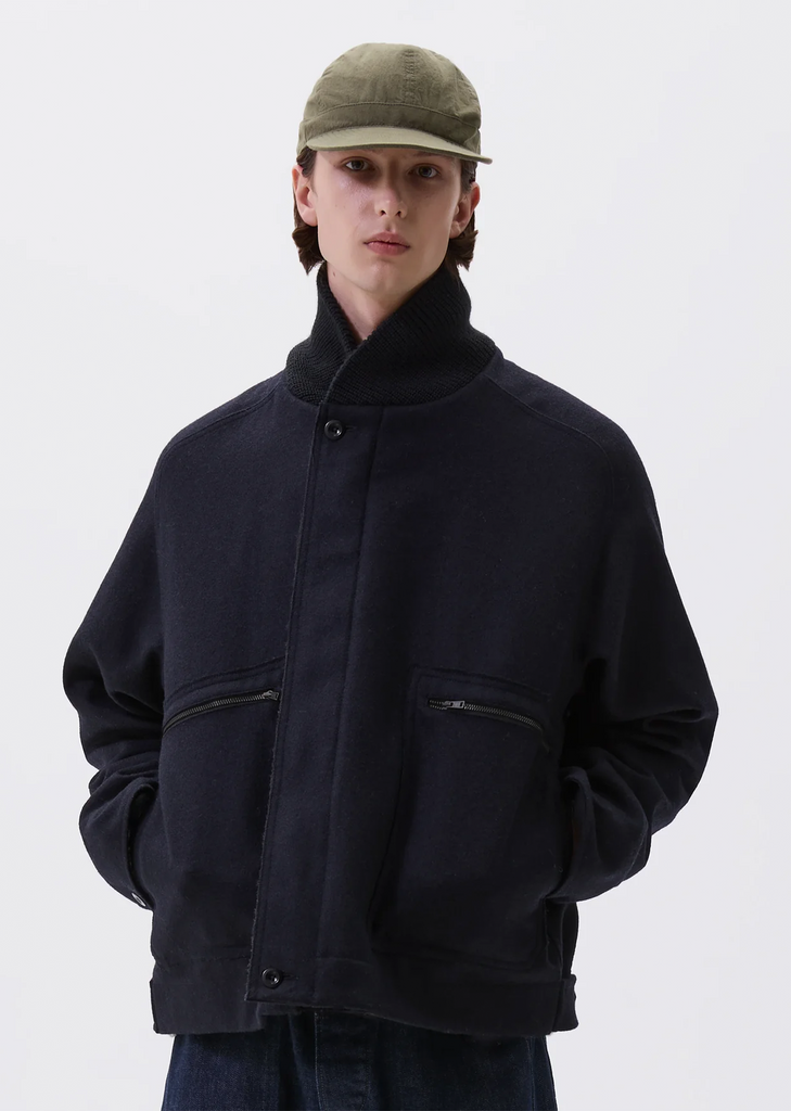 Rib Neck Wool Jacket