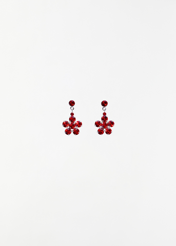 Mini Daisy Drop Earrings — Red