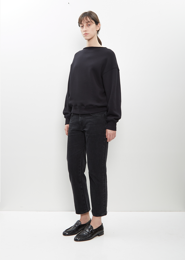 Cotton Wool Rolled Neck Sweatshirt — Black