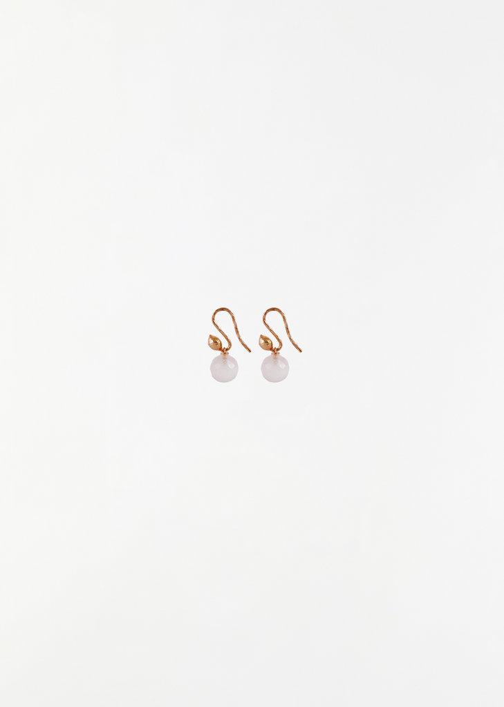 Pink Quartz Facetted Sphere Earrings