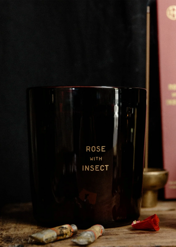 325g Handblown Candle — Rose with Insect