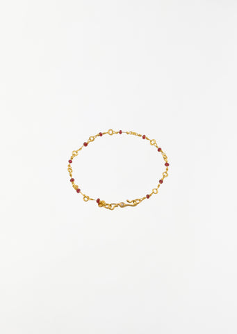 22k Link Chain Ruby Bracelet 7"