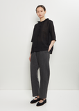 Linen Wool Ruffle Collar Top