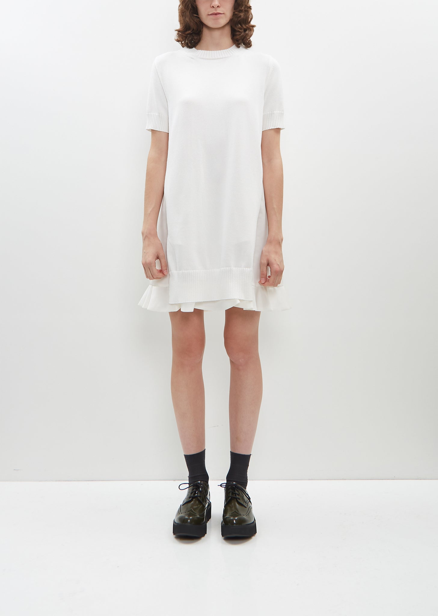 Nylon Twill x Knit Dress La Garonne Nylon Twill x Knit Dress La Garonne