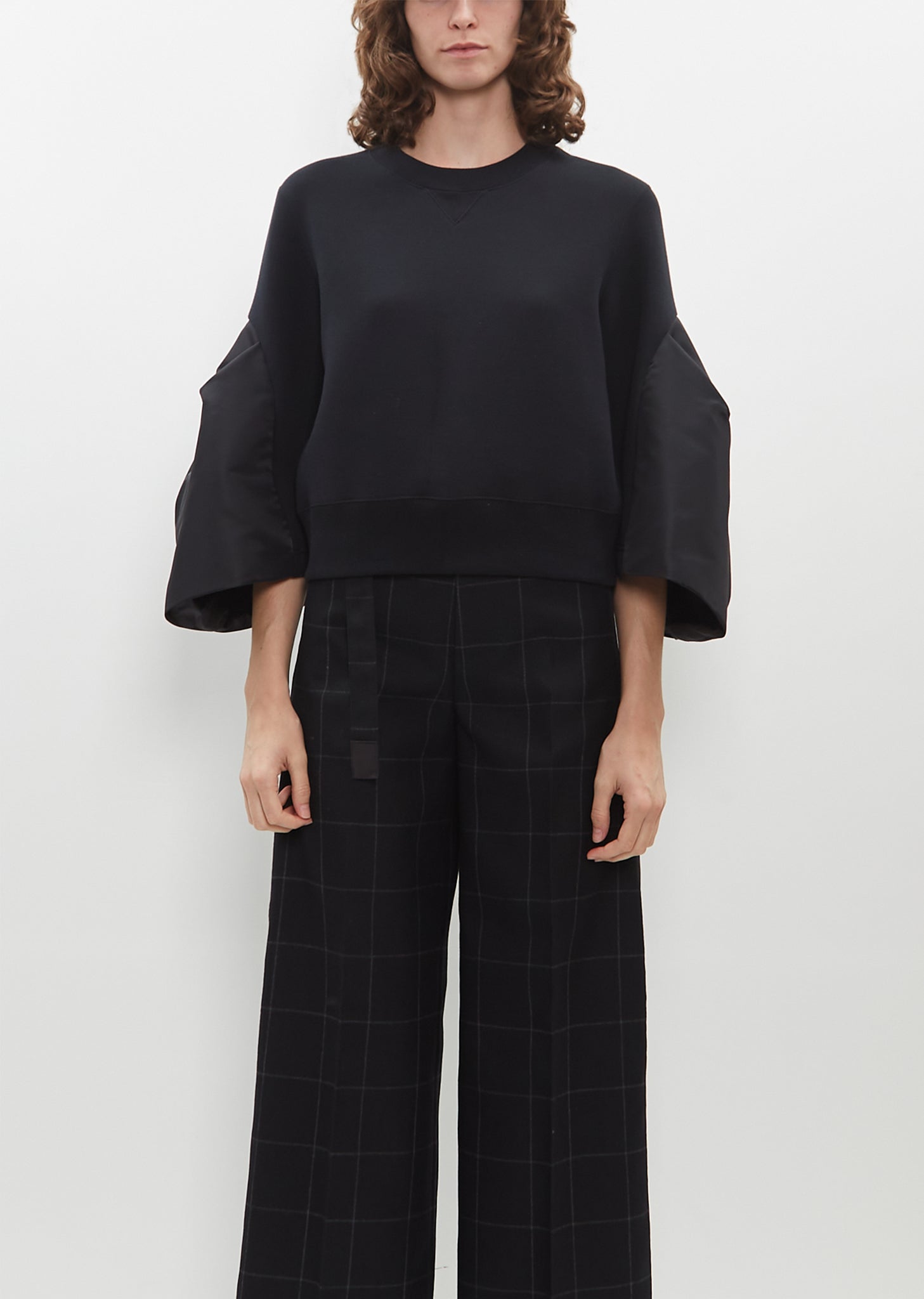 トップス Sacai Nylon Twill Sponge Sweat Pullover sacai Sponge Sweat x Nylon Twill Pullover C/GRAY_C/GRAY | HAVEN